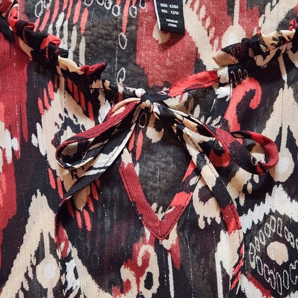 NWT Ulla Popken Mixed Paisley Print Ruffle Sleeve Blouse Size 14 - Picture 7 of 13